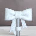 White Glitter 3D Bow Straw Topper