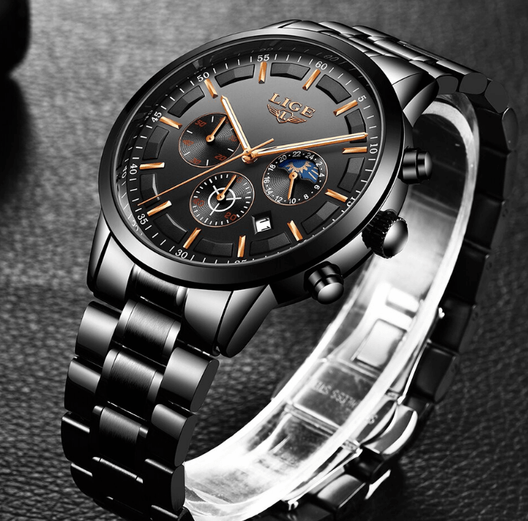 Men's Waterproof  Watch With Chronometers And Date Display Unique Design Perfect Gift