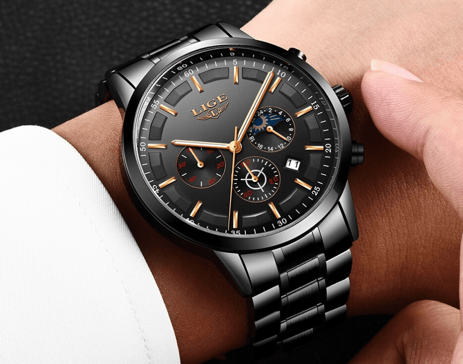 Men's Waterproof  Watch With Chronometers And Date Display Unique Design Perfect Gift