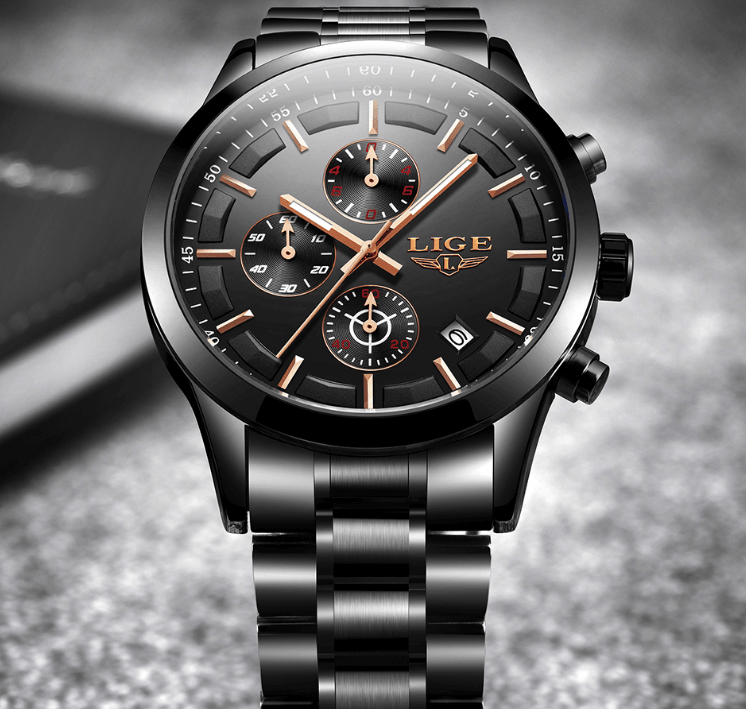 Men's Waterproof  Watch With Chronometers And Date Display Unique Design Perfect Gift