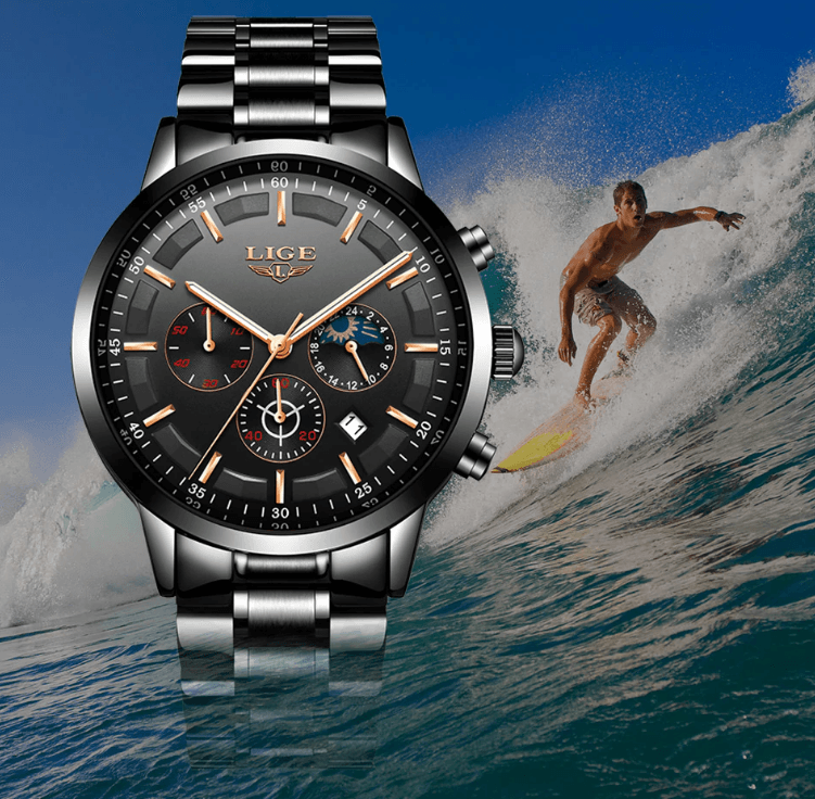 Men's Waterproof  Watch With Chronometers And Date Display Unique Design Perfect Gift