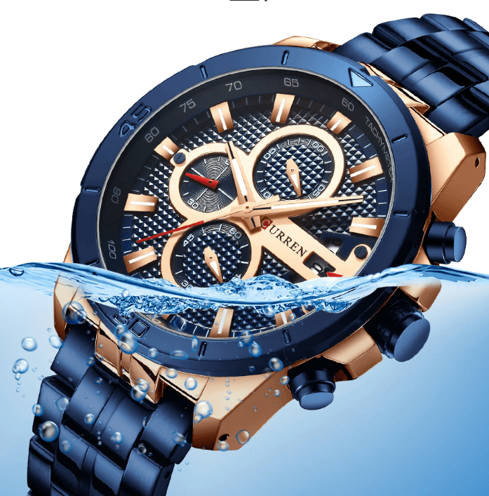 Men's Waterproof  Watch With Chronometers Day View And Fluorescent Hands Unique  Luxury Design  Perfect Gift