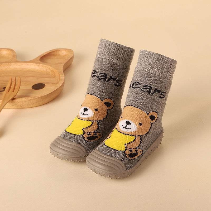 Newborn Baby Boys/Girls Socks With Anti-Slip Soft Rubber Soled Outdoor Foot Socks Animal Carton Floor Booties Socks For Kids