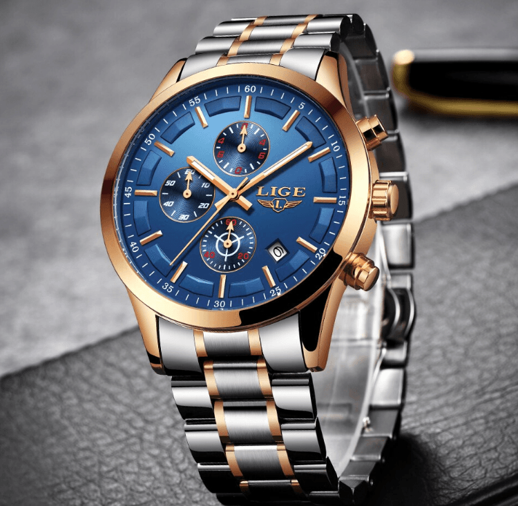 Men's Waterproof  Watch With Chronometers And Date Display Unique Design Perfect Gift