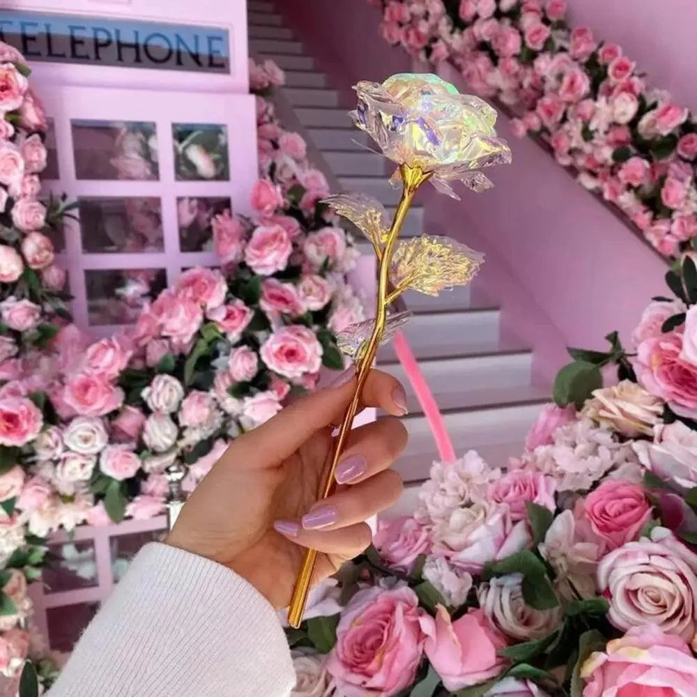 24k Infinity Rose Eternal with Gold foil LED Enchanted For Christmas Valentine's Day Gift