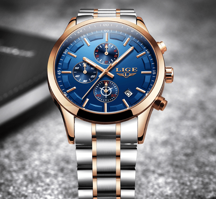 Men's Waterproof  Watch With Chronometers And Date Display Unique Design Perfect Gift