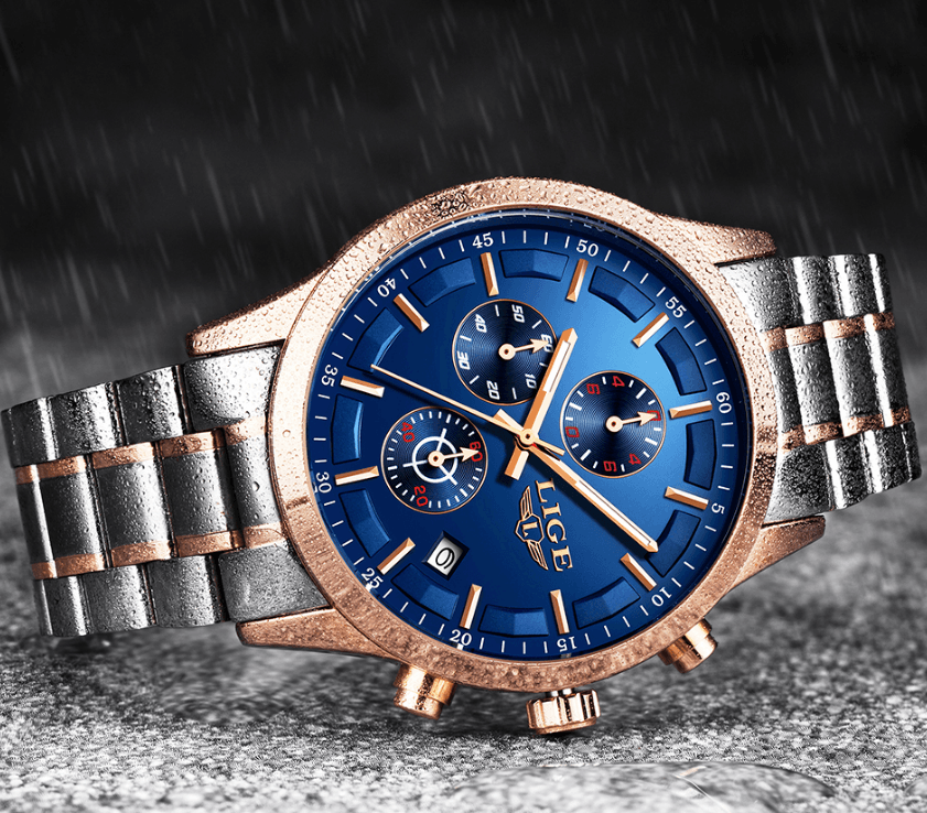 Men's Waterproof  Watch With Chronometers And Date Display Unique Design Perfect Gift