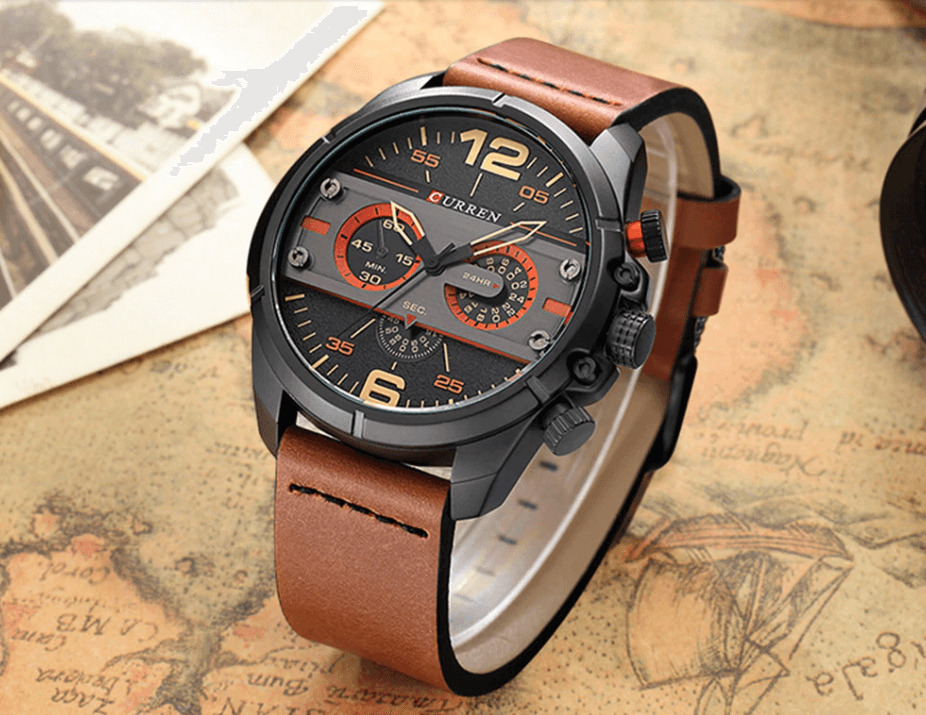Men's  Waterproof Retro Style Watch With Excellent  Background, Chronometers  Large Numbers Perfect Gift