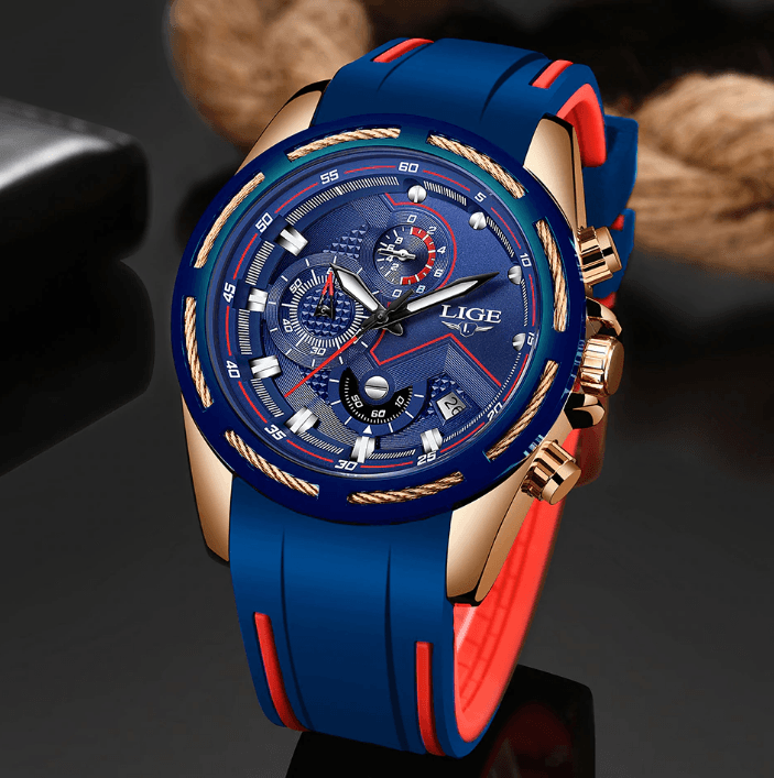 Men's Waterproof Modern Watch With Rubber Straps Multifunction Watches Unique Design Perfect Gift