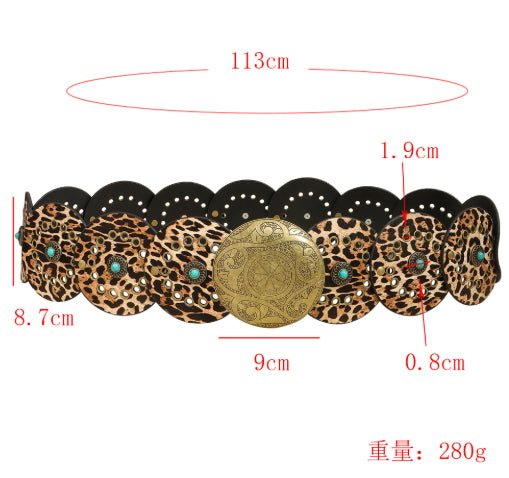 Waist Western Style Disc Personality Turquoise Air Eye Belt