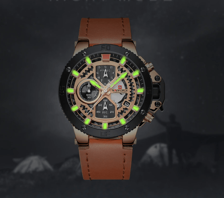 Men's Casual Waterproof Watch With Chronometers And Fluorescent Hands Excellent Design Perfect Gift