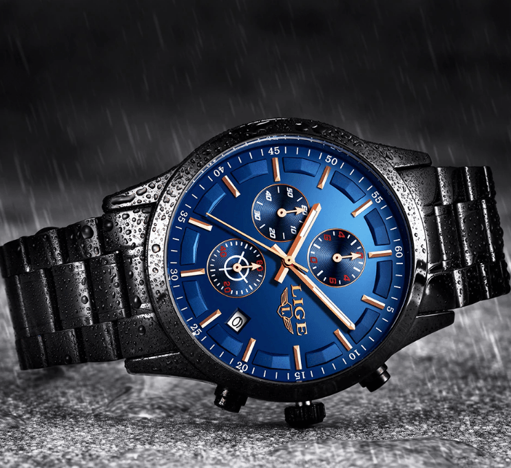 Men's Waterproof  Watch With Chronometers And Date Display Unique Design Perfect Gift