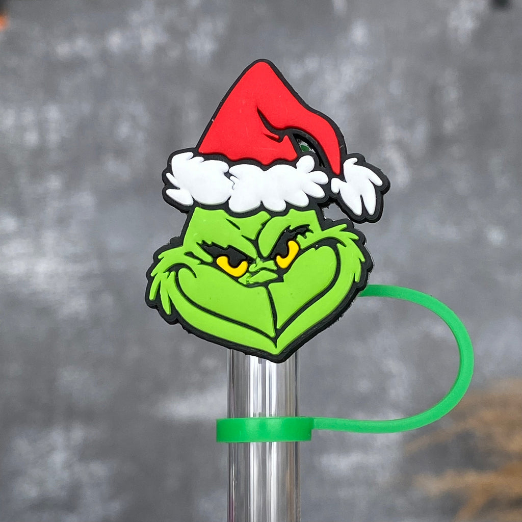 Christmas Green Grinch Straw Topper