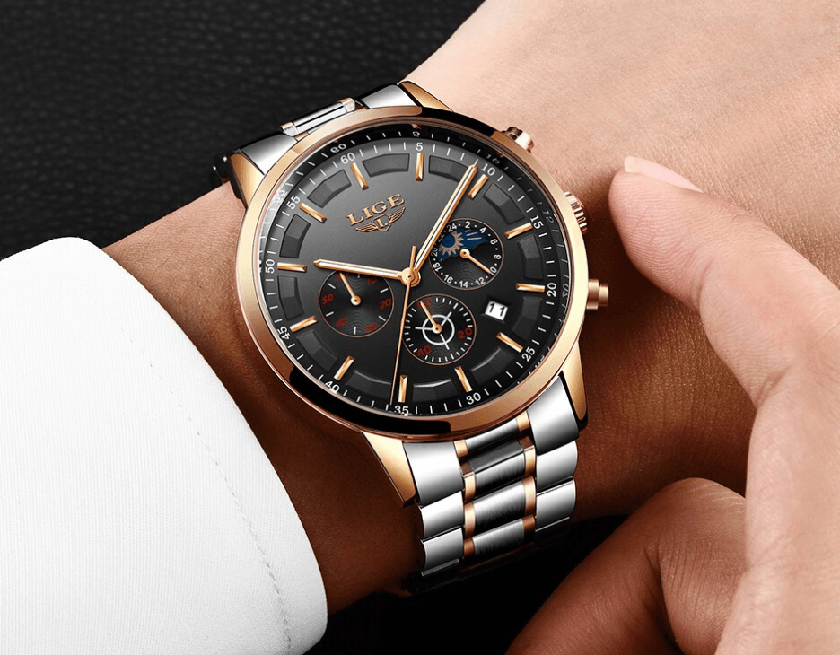 Men's Waterproof  Watch With Chronometers And Date Display Unique Design Perfect Gift