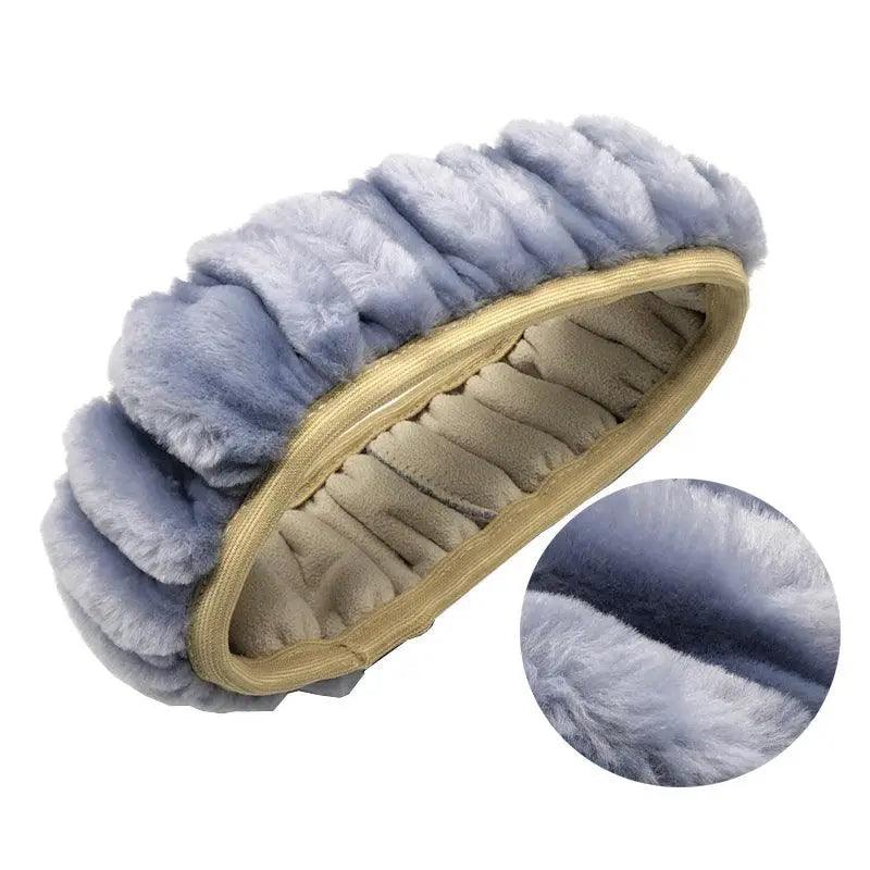 3Pcs Set Winter Fashion Wool Fur Soft Furry Car Steering Wheel Covers 16 Colors Winter Universal Hand Brake Gear Cover  Car Accessories