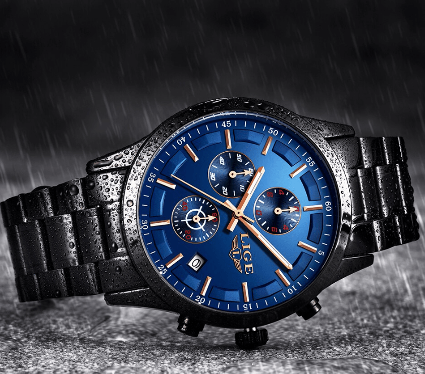 Men's Waterproof  Watch With Chronometers And Date Display Unique Design Perfect Gift