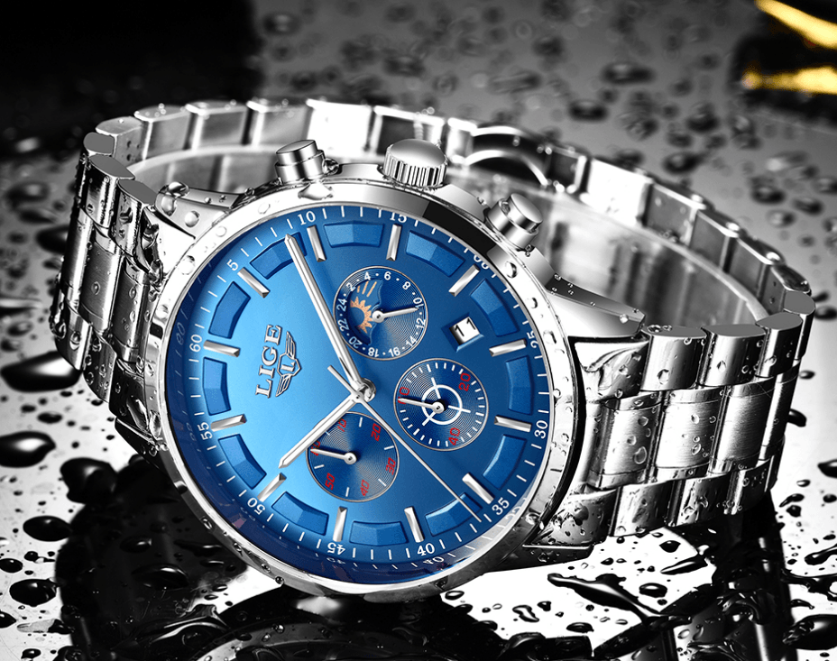 Men's Waterproof  Watch With Chronometers And Date Display Unique Design Perfect Gift