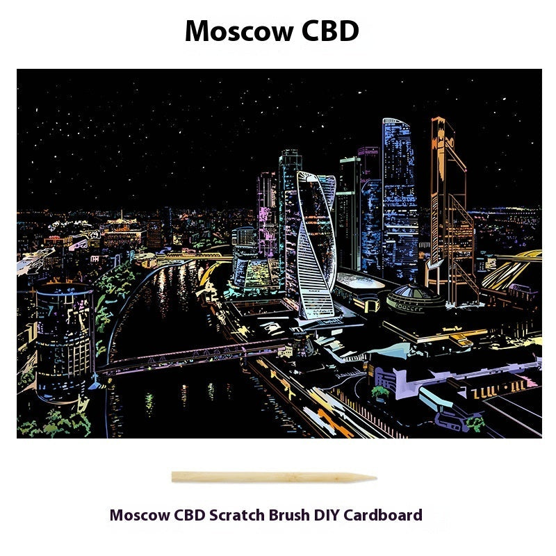 City Night Scene Colorful Diy Scraping Living Room Decorative Painting