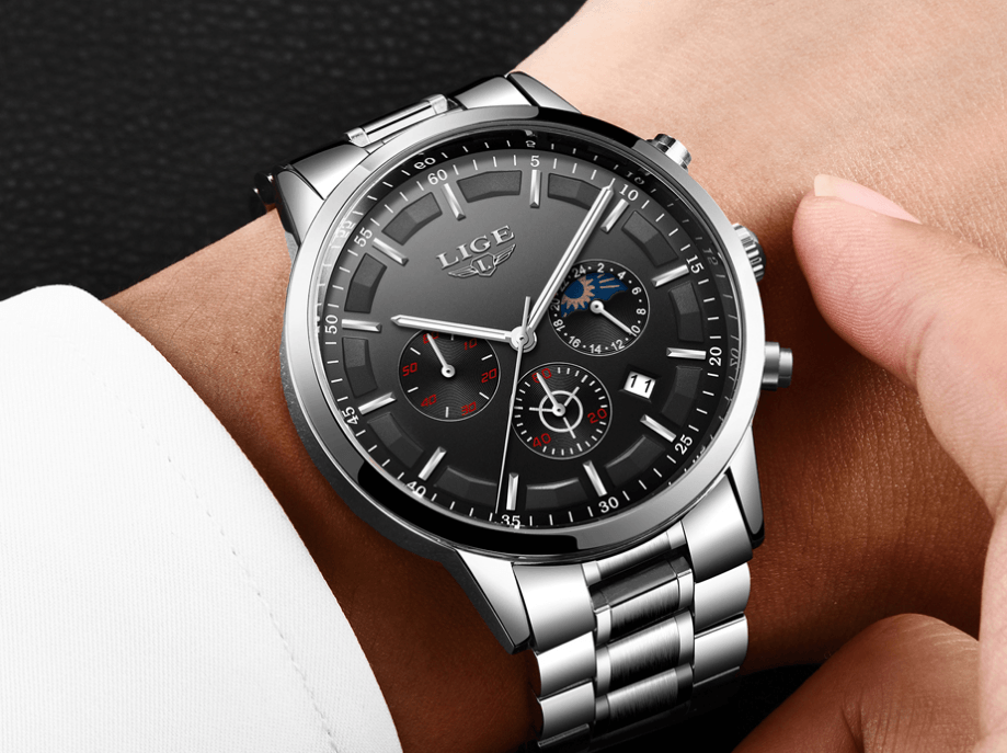 Men's Waterproof  Watch With Chronometers And Date Display Unique Design Perfect Gift