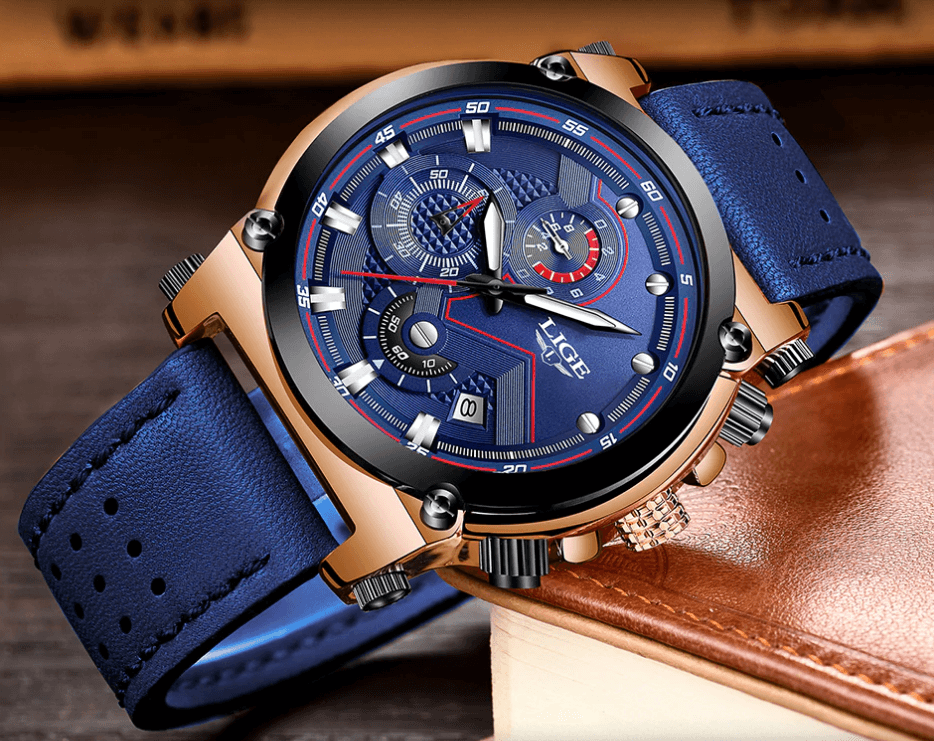Men's Waterproof Modern Watch With Leather Belts, Stainless Steel Case Excellent Look Perfect Gift