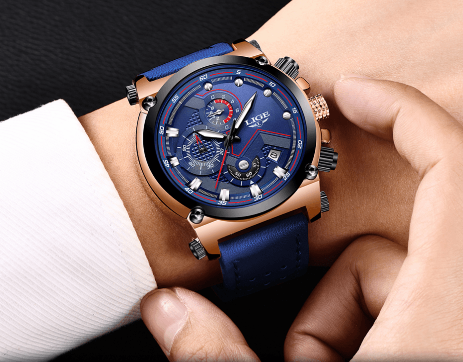 Men's Waterproof Modern Watch With Leather Belts, Stainless Steel Case Excellent Look Perfect Gift