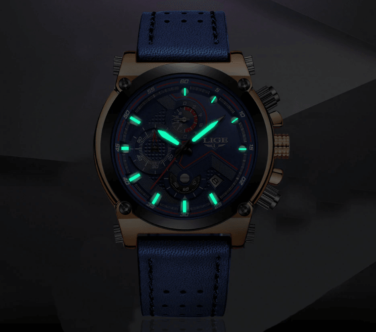 Men's Waterproof Modern Watch With Leather Belts, Stainless Steel Case Excellent Look Perfect Gift