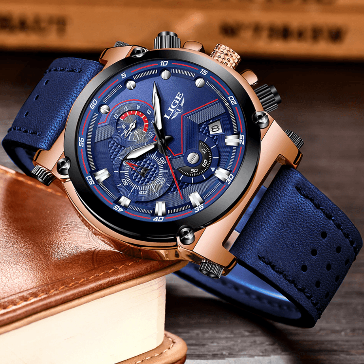 Men's Waterproof Modern Watch With Leather Belts, Stainless Steel Case Excellent Look Perfect Gift