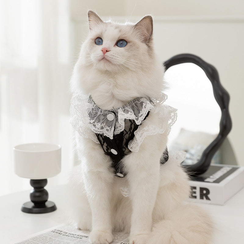 Cat Clothes Lace Traction Vest Puppy Kittens Thin Pet Cat Clothing
