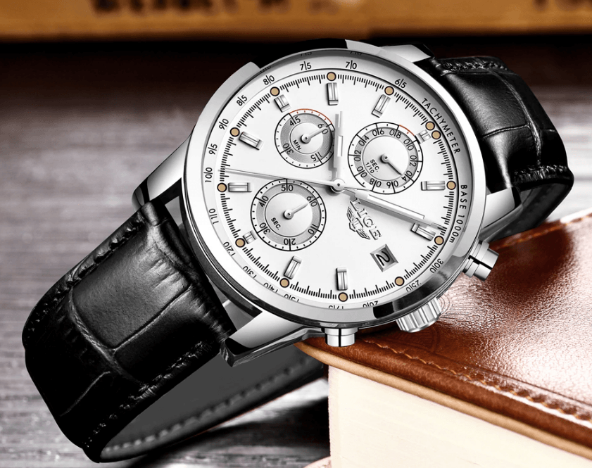 Men's  Waterproof Watch With Chronometers Date Display And Fluorescent Pointers Excellent Look Perfect Gift