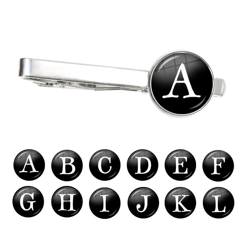 Letter Tie Clip Decoration With French Shirt