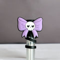 Purple Coquette Skull Straw Topper