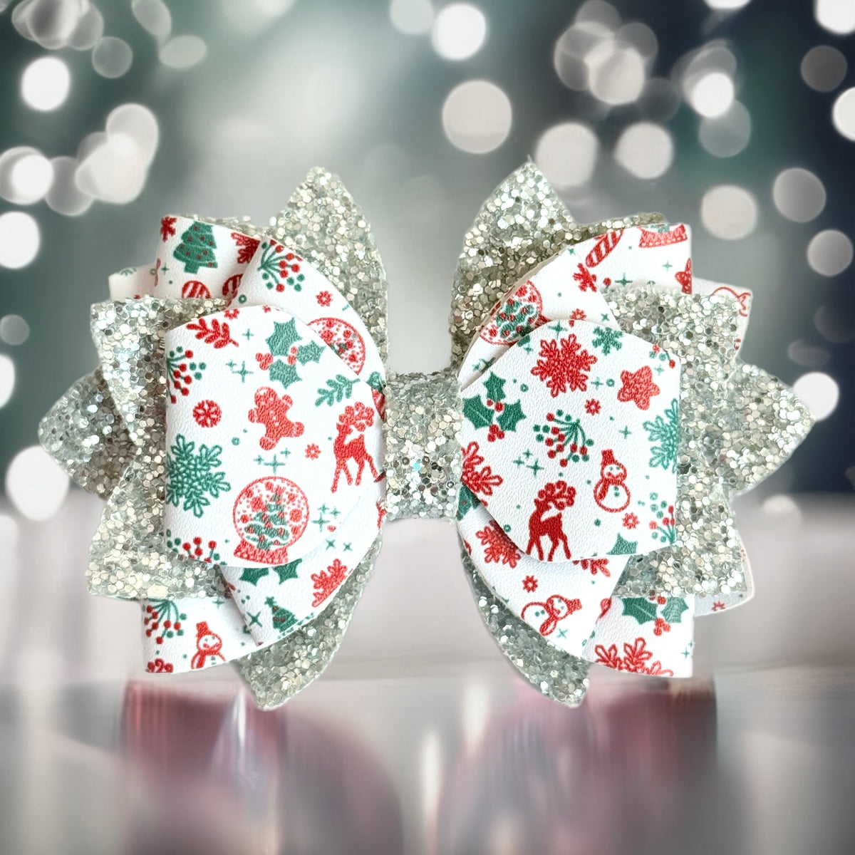 Christmas Cheer Glitter Tumbler Bow