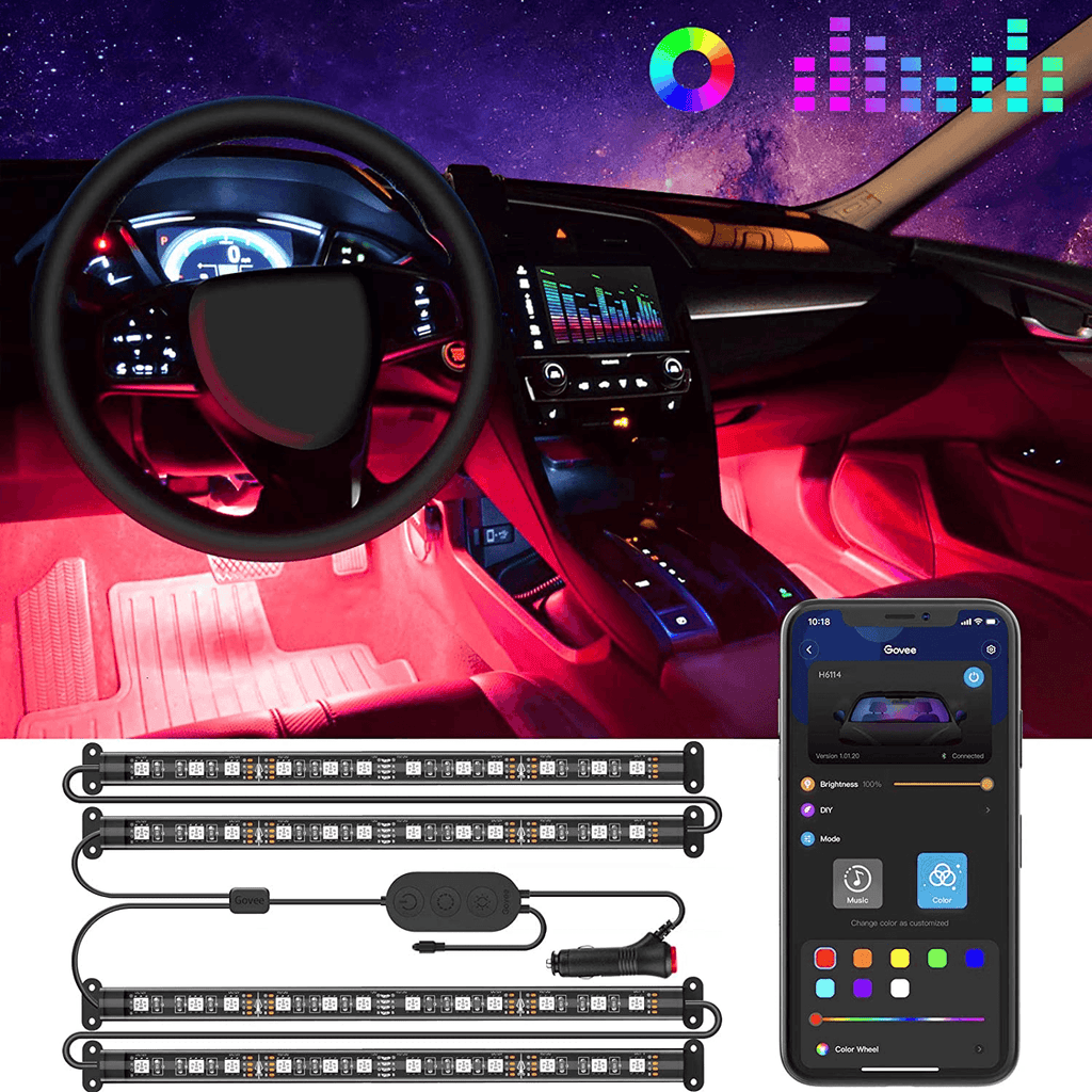 Lights LED Car Strip Lights with Two-Line Waterproof Design RGB LED Strip Light With USB Wireless Remote Music Control Multiple Modes For Auto Car