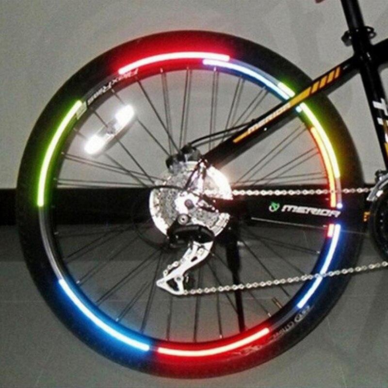 8PCS Bicycle Bike Wheel Lights Bike Fluorescent Reflective Stickers Bike Light Spoke Wheel Tape Bicycle Accessories Bike Reflective Tape Night Safety Stickers For Bicycle Motorbike
