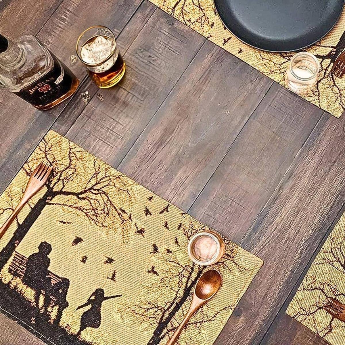 DaDalogy Autumn Birds Family Gathering Woven Tapestry Dining Table Runner (18198)