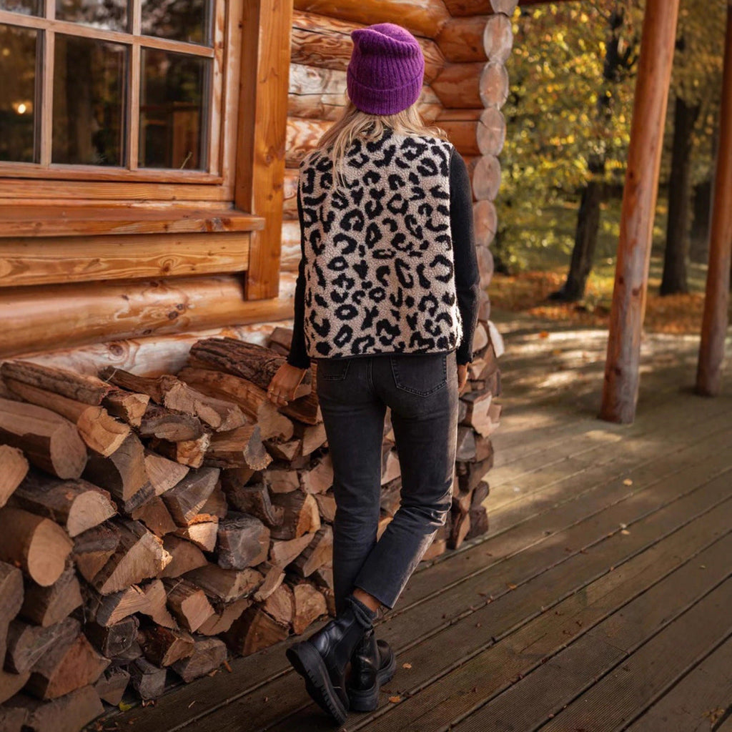 Elegant Leopard Fur Vest For Women