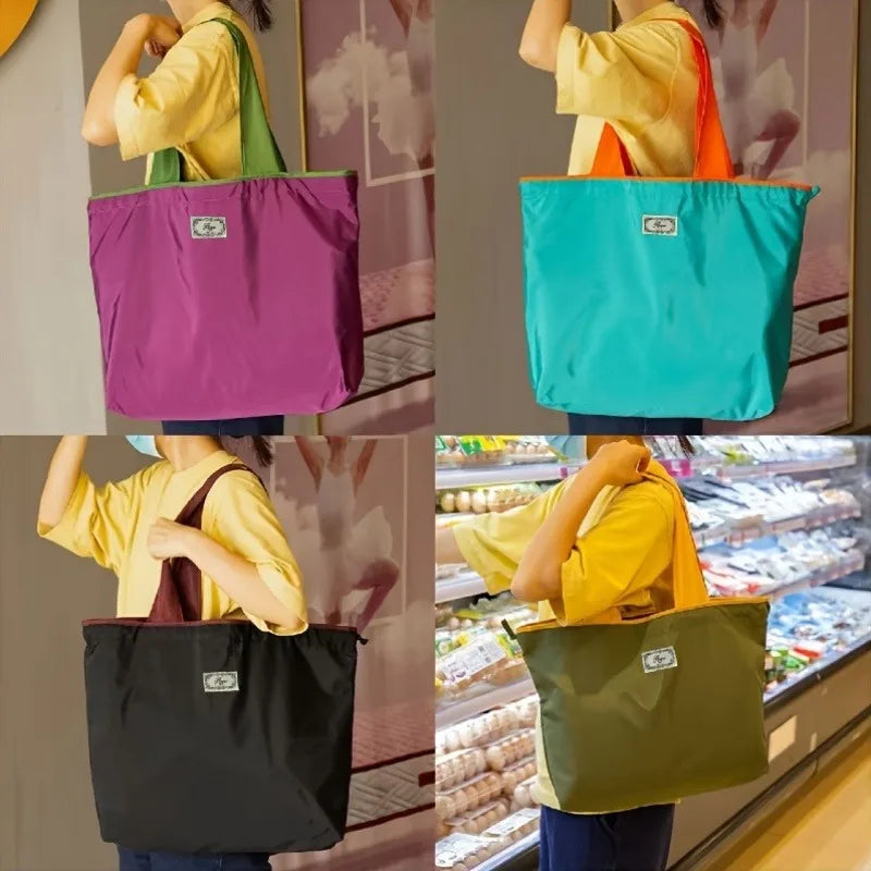1pcs Drawstring Shopping Bag, Foldable Large Capacity Fashionable Shoulder Bag, Foldable and Easy to Carry Bag Hand in Hand
