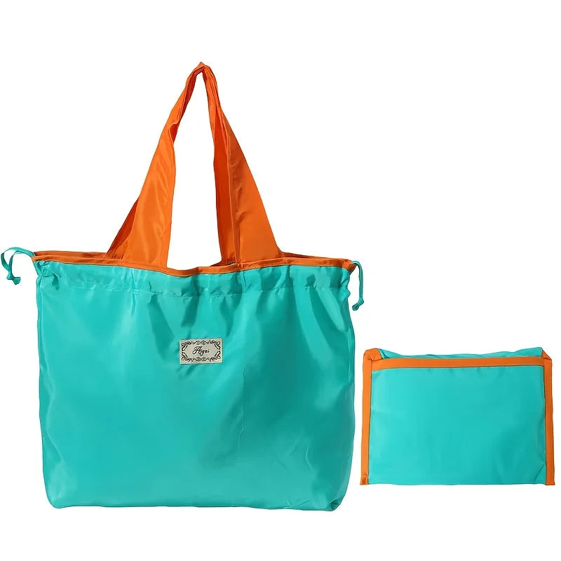 1pcs Drawstring Shopping Bag, Foldable Large Capacity Fashionable Shoulder Bag, Foldable and Easy to Carry Bag Hand in Hand