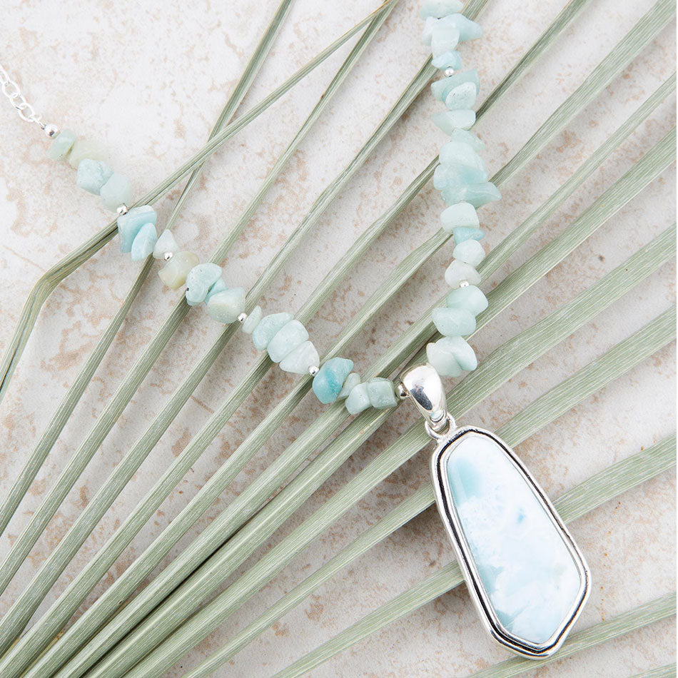 Natural Wonders Blue Larimar and Sterling Silver Necklace