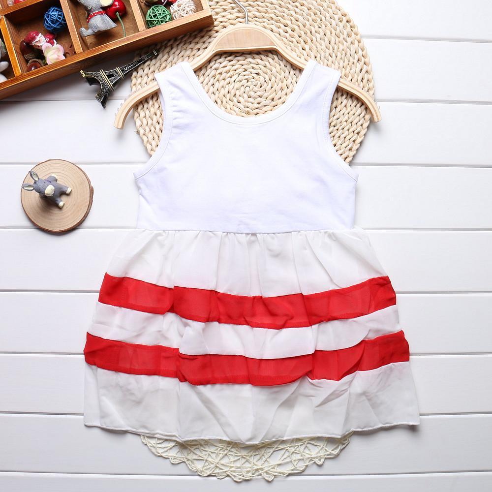 Baby Girl Clothes for Kids with Cute Purple Stripe and Round Neck  Sleeveless Chiffon Dresses For Girls
