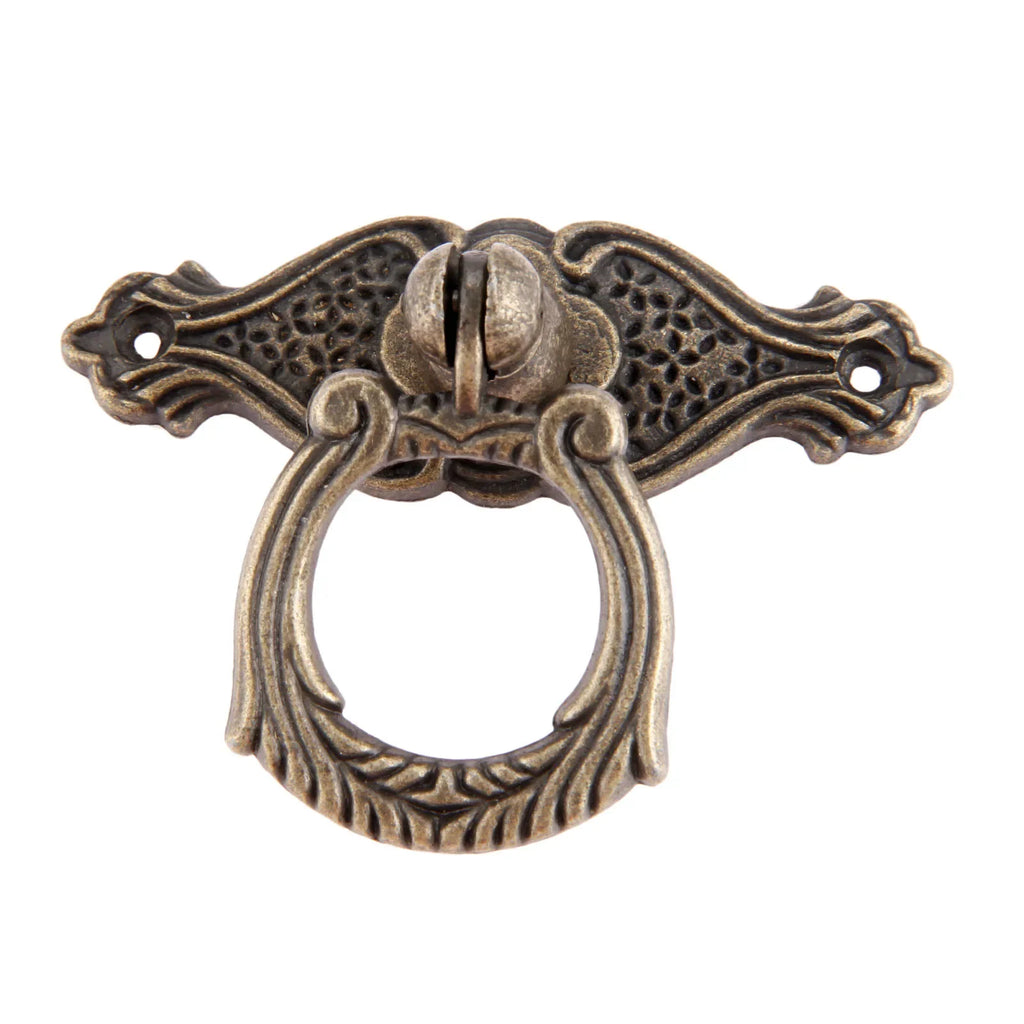 1Pc Antique Bronze Furniture Ring Pull Handles Knobs Zinc Alloy Kitchen Drawer Cabinet Door Handle Wooden Box Pull Knob 65*48mm