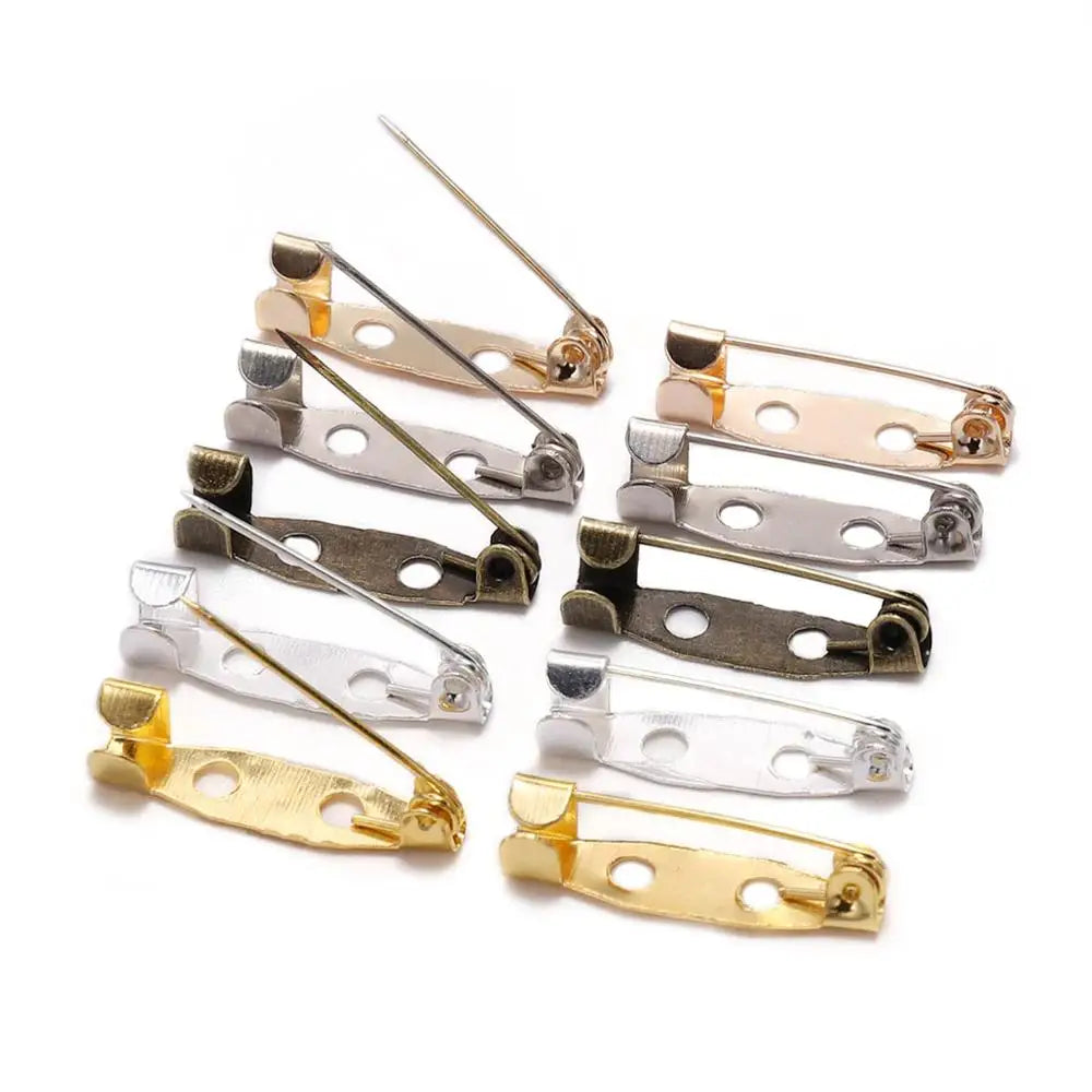 50pcs/lot 15 20 25 35 40 mm Brooch Clip Base Pins Safety Pins Brooch Settings Blank Base For DIY Jewelry Making Supplies