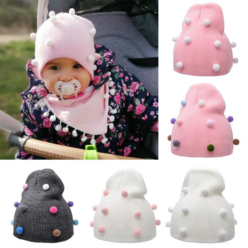 Baby Winter Autumn Warm Knit Hat For Girls Boys Solid Color For Baby and Kids