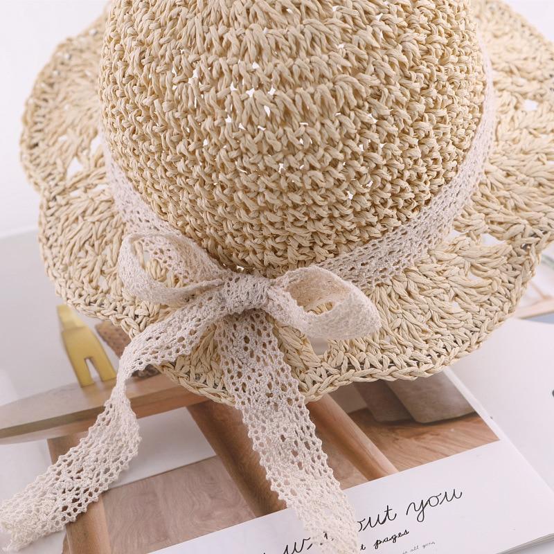 Handmade Modern Elegant Lady Baby Girls Breathable Lace Cap With Bow Great For Beach Sun