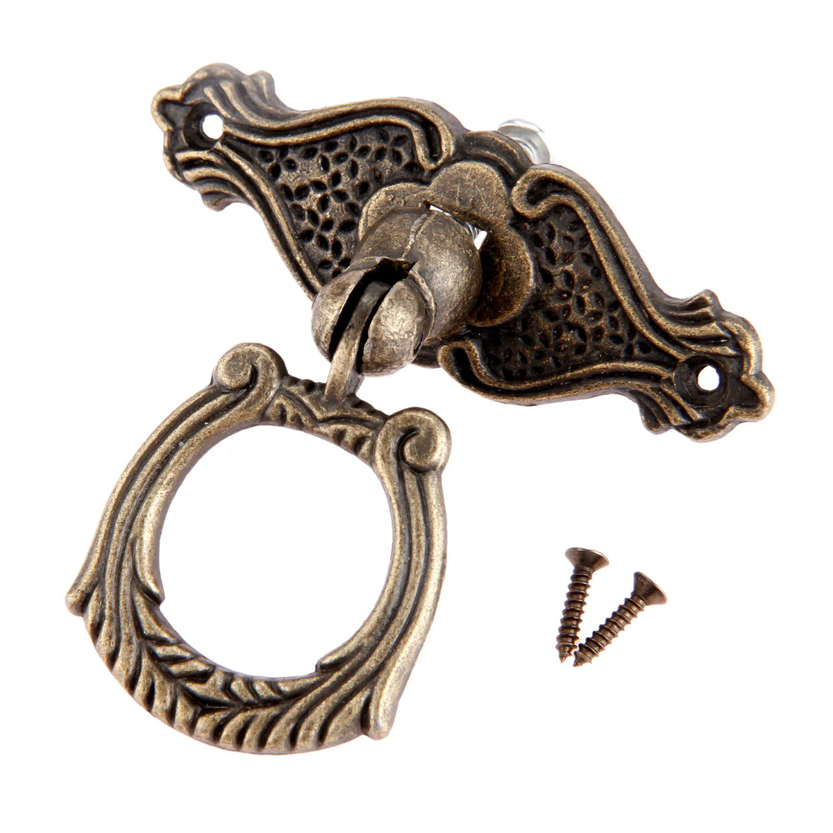 1Pc Antique Bronze Furniture Ring Pull Handles Knobs Zinc Alloy Kitchen Drawer Cabinet Door Handle Wooden Box Pull Knob 65*48mm