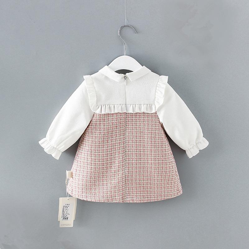 Modern Retro Vintage Handade Cute Newborn Infant Toddler Baby Girls Dress with A-line Lantern Sleeve For Girls Kids