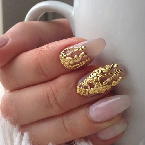 HOT 10pcs gold &silver 3D alloy Nail art Decoration 3d Metal Nail Jewelry Nail Beauty Accessories Japanese Retro Manicure Charms