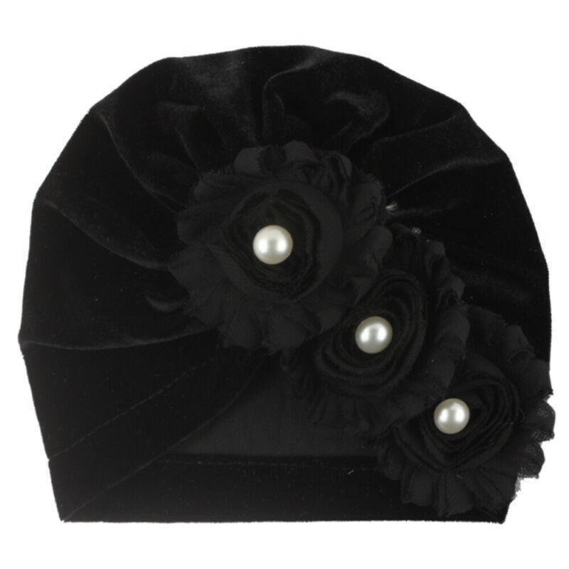 Handmade Baby Accessories Newborn Kids Baby Boy Girl Indian Turban Twist Knot Beanie Hat Pearl Flower Style