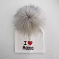 Newborn Cotton Hats Baby Pom Pom Childre Infant Hats For BabY Boys and Girls Wth Printed "I love mama " and " Design