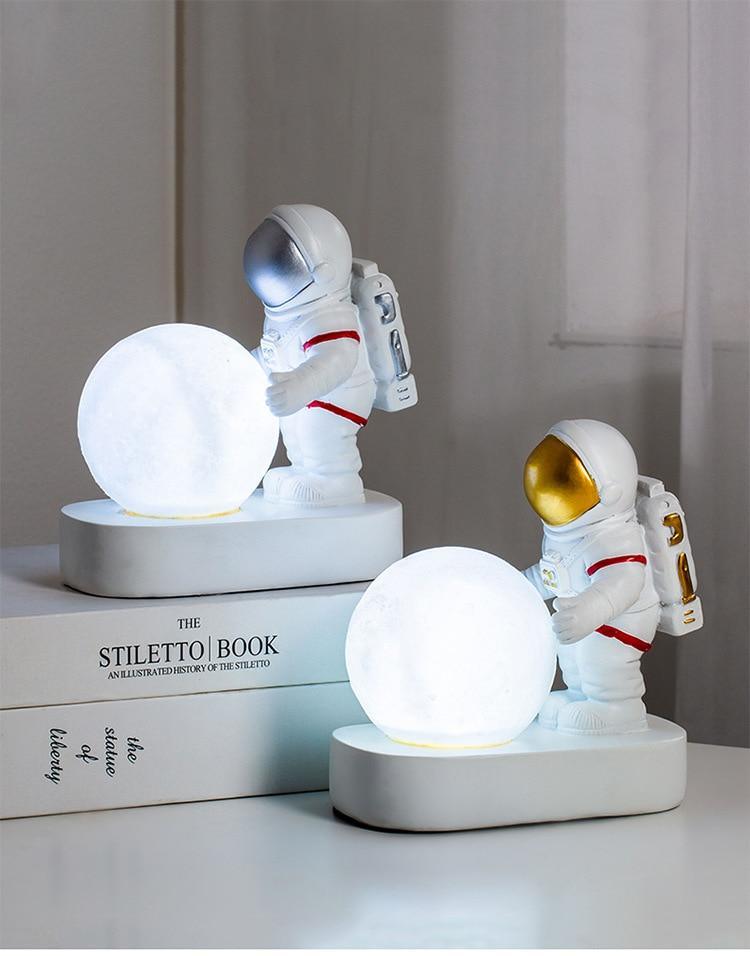 STEVVEX Astronaut Spaceman Moon Night Light Bedroom Bedside Desktop Creative Decoration Table Lamp Gift Light For Children Baby Kids